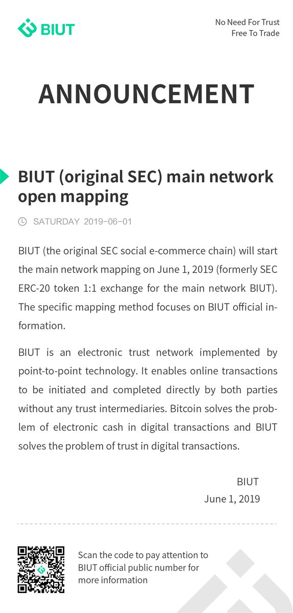 deletedqaz's tweet photo. BIUT launched the BIUT main network mapping from June 1, 2019 to September 1, 2019 (original SEC ERC-20 token 1:1 convertible main network BIUT) https://t.co/AIs8whadTS