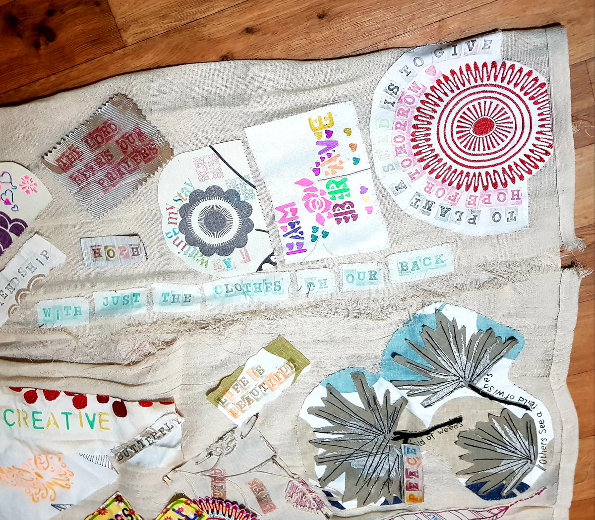 JillianBoyd50's tweet photo. Looking forward to @BradRefugeeWeek with #thecreativebutterflyproject dress in the art exhibition. Title: 'With Just the Clothes on Our Backs'. Word art by the #brave #women #survivors who fled #abuse @BevanCIC @ArtworksBD1 @StayingPutUK @LottoGoodCauses @FiLiA_charity #artheals https://t.co/OVS78likEK