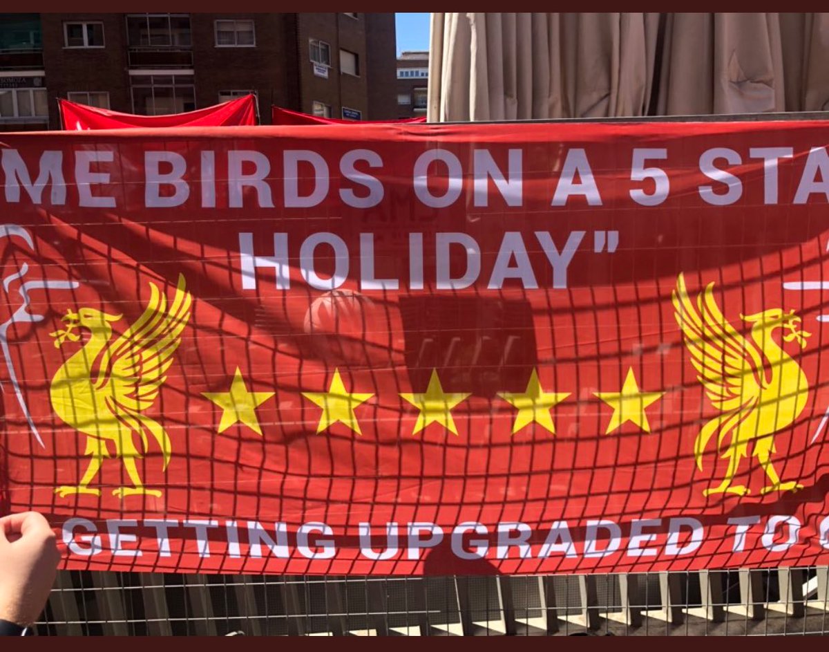 guycalledting's tweet photo. A small tribute to the fantastic flags out in Madrid - well done people! #lfc #lfcflags #lfcmadrid #6Times #championsofeurope https://t.co/alHkZVC6hU