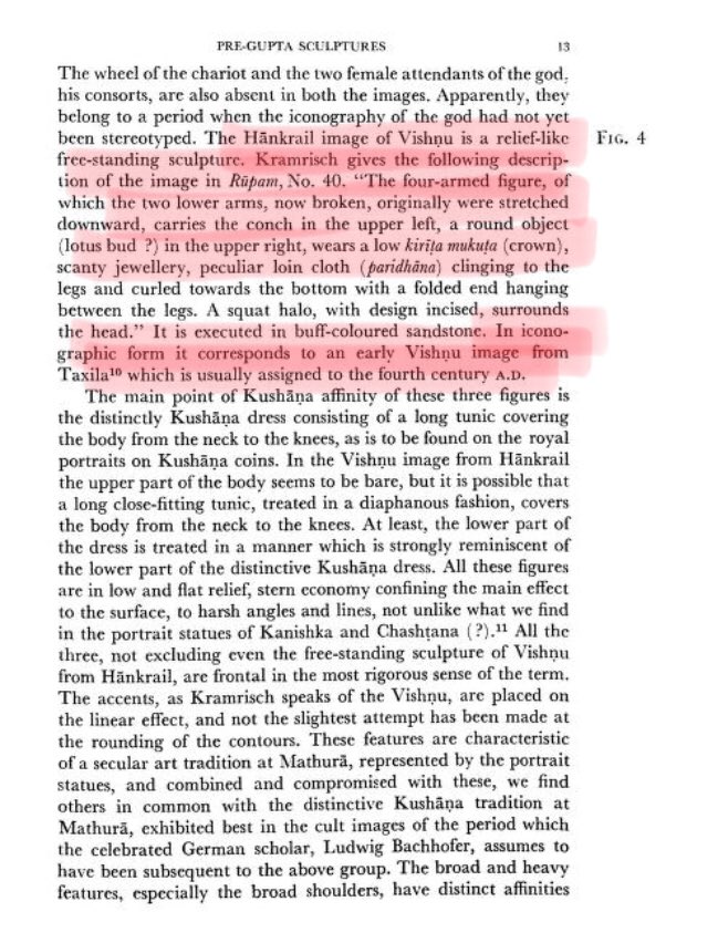 6/n S.K.Saraswati in his book “Early Sculpture Of Bengal” pg 12-13 mentions of Vishnu Sculpture dating in Kushan Period( 1st-2nd Century AD).