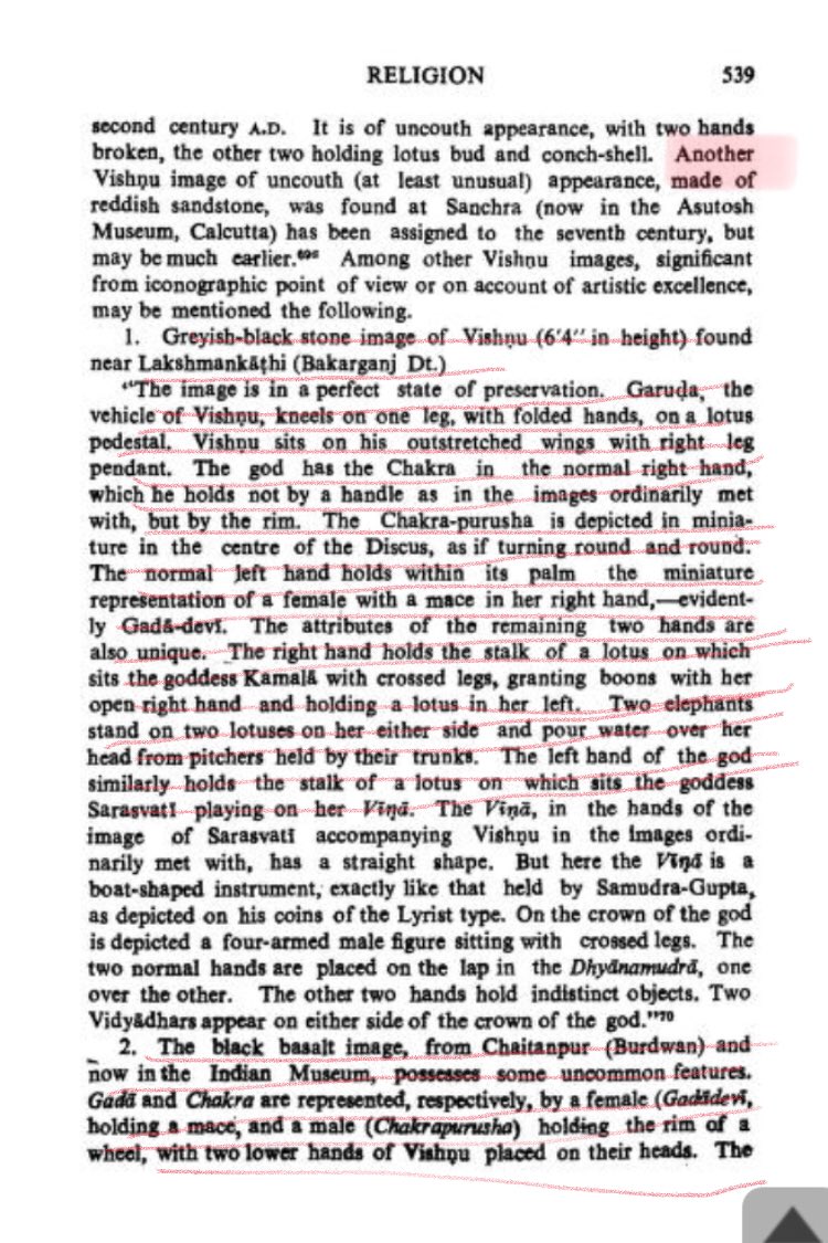8/n RC Majumdar further speaks about more images/ iconographic representations of Vishnu. Check the snippet.Ref: History of Ancient Bengal, pg 539-40