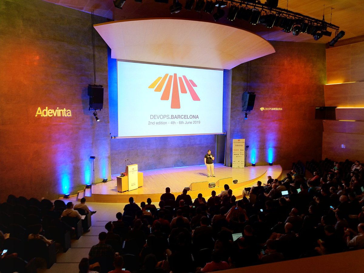 LostInBrittany's tweet photo. #DevOpsBarcelona is starting! @ricardclau speaking on the stage.
Proud to see @ovh in the list of sponsors! 👍 https://t.co/UKSJGKSgz6