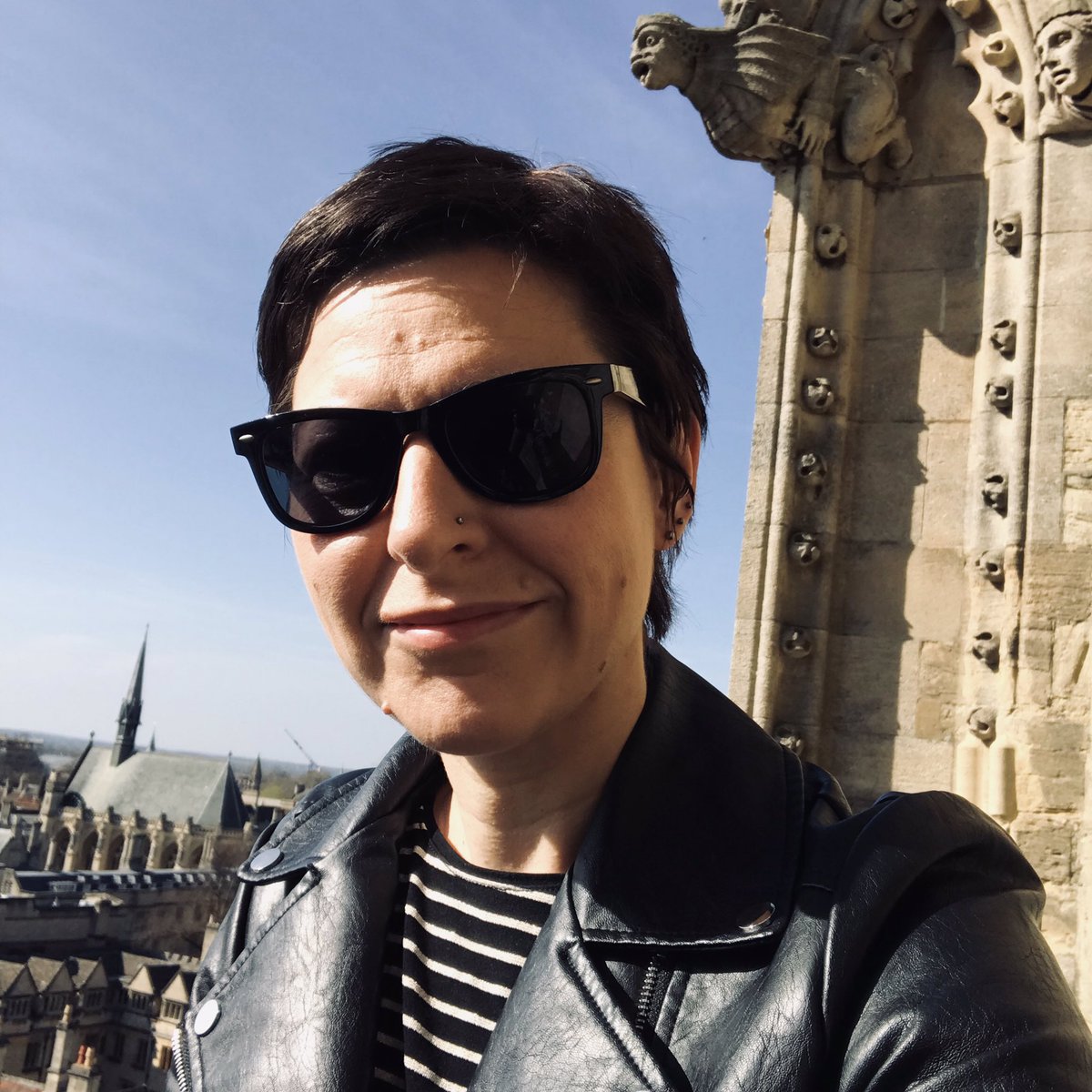 ilze_frey's tweet photo. A rare selfie. From a sunny day in Oxford. Because it’s gloomy out there this week. #Oxford #Readerstour https://t.co/W1k5R1XuQj