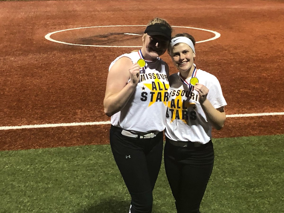 Alana Vawter and Katelyn Kiser played in the MOKAN All Star Game last night.  Team Missouri won both games.  Alana and Katelyn each had home runs and played outstanding softball!  Way to go team Missouri and Go Falcons! #StaleyStrong