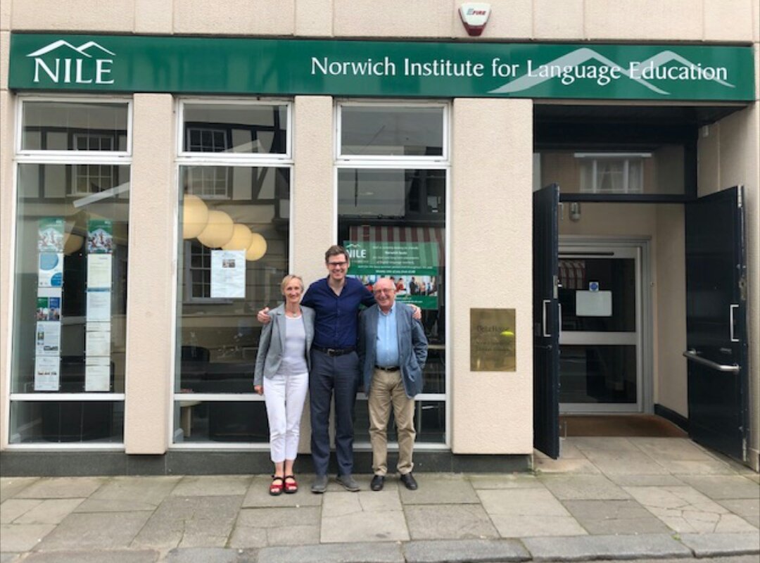 ChrisPatrickF's tweet photo. Great few days in #Norwich last week strengthening ties between @CES_Schools and @NILE_ELT. Looking forward to many years of fruitful collaboration! @Eaquals @JustinQuinn1 @AlanP369 #training #education https://t.co/n9cqCc4BnE