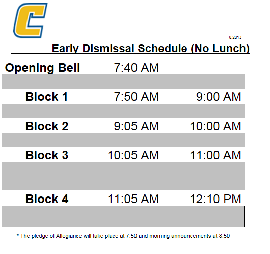 ColoniaHigh's tweet photo. Here is today's shortened schedule https://t.co/zh92PXJ2Bk