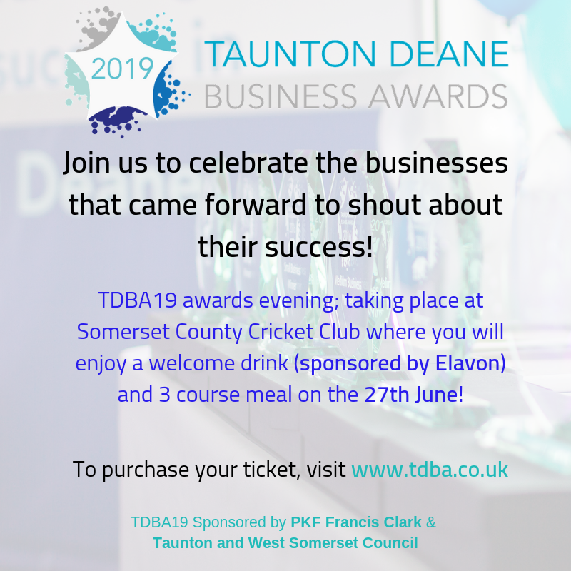 You only have a couple of weeks to book your tickets to this fantastic event! #TalkUpTaunton #SomersetHour #TDBA19 @letstalkbiz_ @GazettePaul <a href="/TauntonsToneFM/">ToneFM</a> <a href="/_wordgetsaround/">Paul Smith</a> <a href="/AppleFMCM/">Apple FM Community Matters</a> <a href="/ArtsTaunton/">Arts Taunton</a> <a href="/broomcommercial/">Broomhead Commercial</a> <a href="/SWTCouncil/">Somerset West and Taunton</a> <a href="/pkfFrancisClark/">PKF Francis Clark</a> bit.ly/2VrxbBb