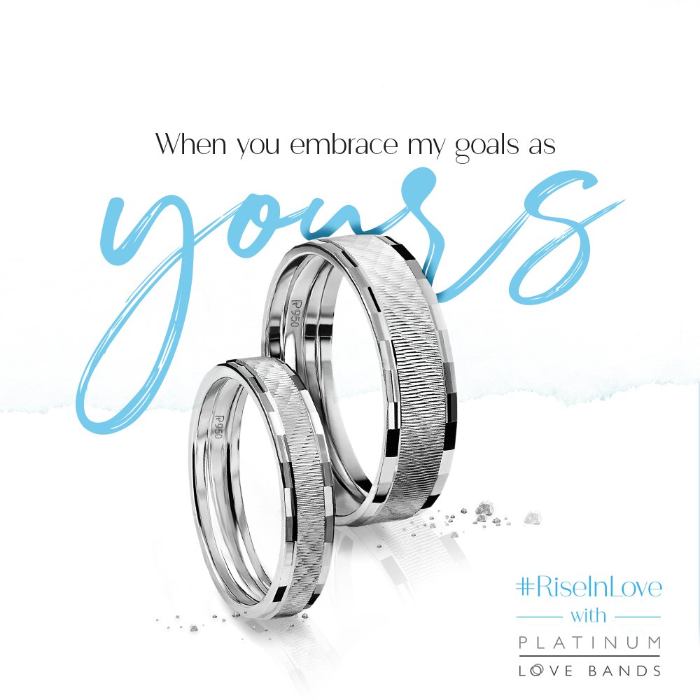 While you pursue your own dreams, you push your partner, too. The twinning patterns on these Platinum Love Bands are a symbol of this rare love.
This Platinum #SeasonOfLove purchase Platinum Love Bands before June 16 and you could win more platinum.