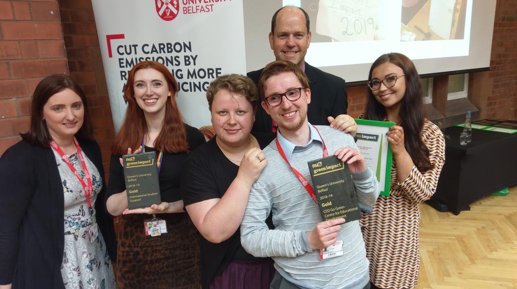 QUB_CED's tweet photo. @QUB_CED, @QUBISSGreen  and @QUBWPU Green Impact teams with their Green Awards! https://t.co/vfq53NcYAh
