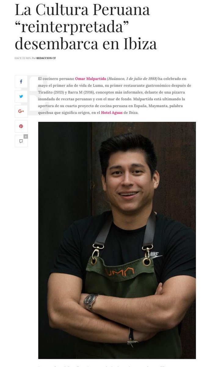 #Actualidad - Omar Malpartida <a href="/MalpartidaU/">Omar Malpartida</a> firma un acuerdo de cinco años para ofrecer reinterpretaciones de la #cocina #peruana tradicional en #Ibiza…:➨ bit.ly/Cocina-Peruana… <a href="/aguasdeibiza/">Aguas de Ibiza Hotel</a> #lugares