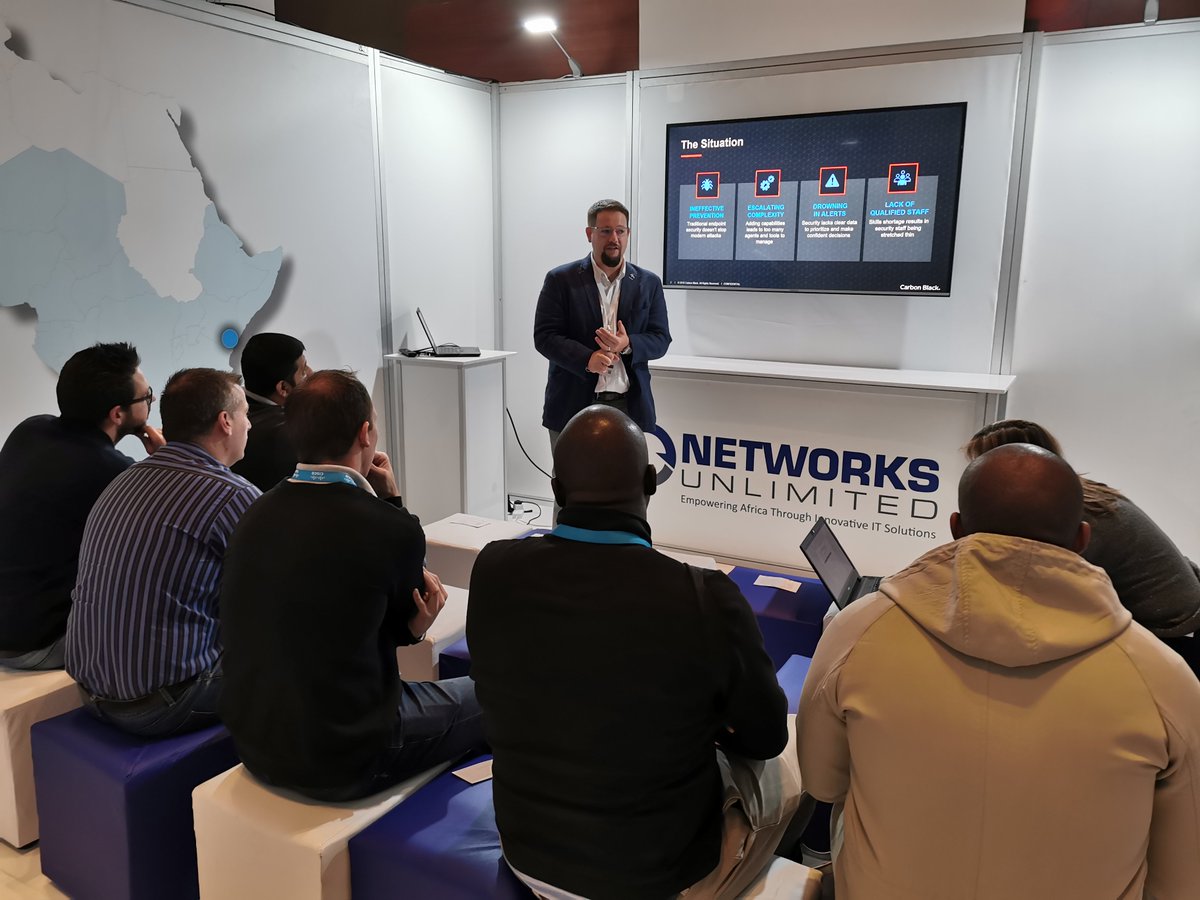 Sim1Treg's tweet image. @NU_Distributor had a great time with @CarbonBlack_Inc at the @ITWeb_Events Security Summit last week! Delegates really enjoyed the live demos, viewing the threat attack chain and the Tactics, Techniques and Procedures (TTPs) attackers use. #itwebss2019 #carbonblack #nusecurity
