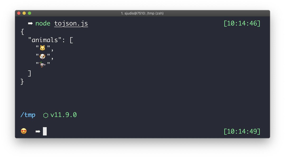 stefanjudis's tweet image. TIL: `JSON.stringify` not only accepts a replacer function as 2nd argument but also takes a `toJSON` method of the objects to serialize into consideration. #javascript