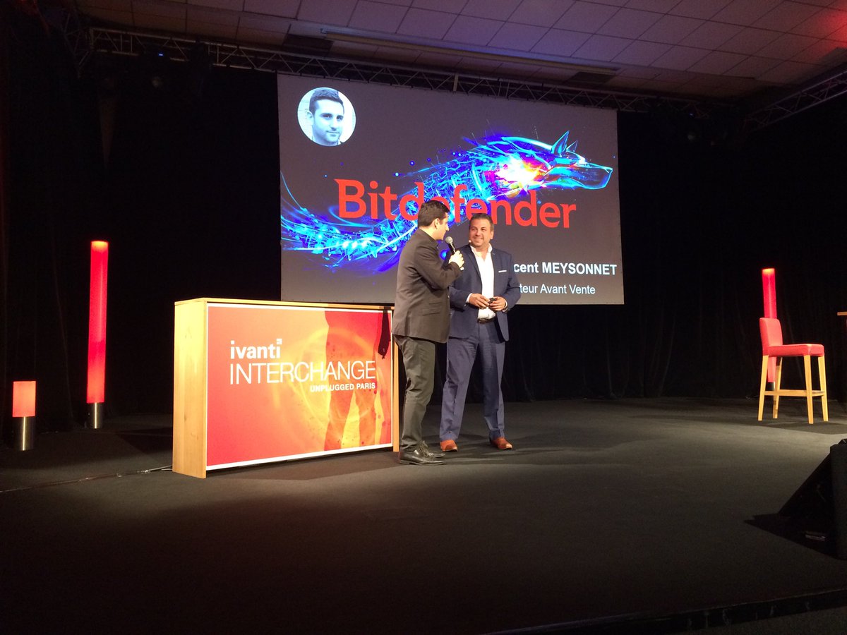 IvantiFrance's tweet image. BitDefender partenaire #sécurité d’ivanti on stage  à #interchangeunplugged19   avec ⁦@vpeulvey⁩ ⁦@BitdefenderFR⁩ ⁦@GoIvanti⁩