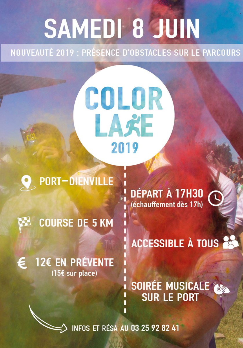 [Color Lake 2019] 🌈

📣 Dernier jour pour vous inscrire avant le jour-J 🤩

Pour vous inscrire c'est simple :
➡️ Soit directement sur internet -> urlz.fr/9UcP
➡️ Soit directement sur place dans nos bureaux  de Brienne-le-Château et de Soulaines-Dhuys (sans frais)