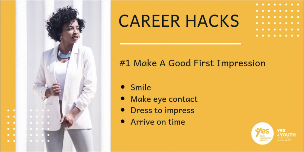 Yes4YouthZA's tweet photo. On interview day, make sure your first impression counts!

#youthmonth
#careerhacks https://t.co/11aXgZZ6JR