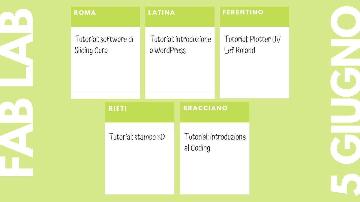 LazioInnova's tweet photo. Tanti tutorial previsti per domani e per i prossimi giorni presso il #FabLabLazio
@RegioneLazio @FabLabLazio @LazioCreativo
Per iscriverti e scoprire i prossimi appuntamenti
⬇️⬇️⬇️
https://t.co/HU2Yd2uGjF
#fablab #fablablazio #lazioinnova #spaziattivi #makers #spaziattivi https://t.co/QF1mFd8qIZ