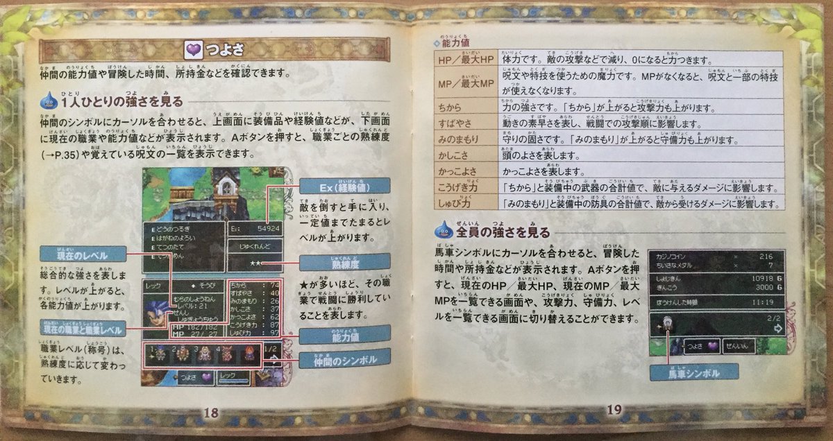 勇者なにぬね Dqファン お楽しみ要素の紹介ではカーリングやすれちがい 仲間スライムなどが解説されている しかしカジノの紹介はハブられた ドラクエ取扱説明書 Dq6