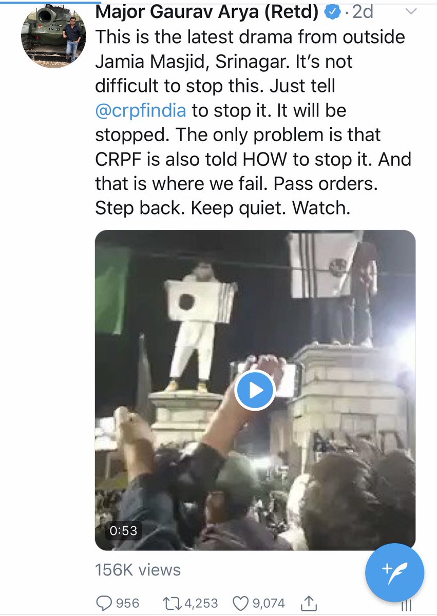 majorgauravarya's tweet photo. Latest news is that @AmitShah has called for high level meeting in which Kashmir is being discussed. It is expected that there will be a change of strategy on ground... forces are expected to bat on the front foot. Many of us have felt the need for this. Hope it happens soon 👇 https://t.co/u5OkF7SVlv