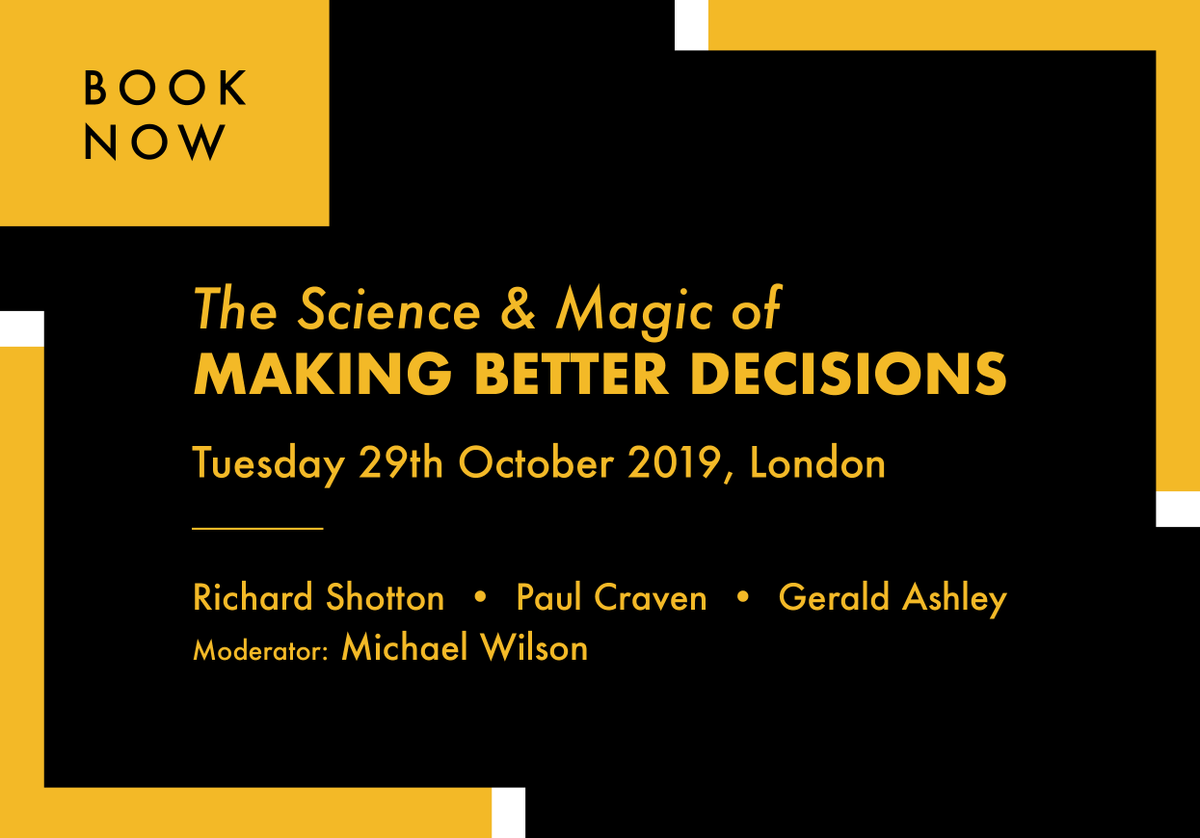 ALCourses's tweet photo. ***Tickets Now On Sale***
First time @rshotton @CravenPartners @Gerald_Ashley together
https://t.co/LcNGWEVdry
#MagicDecisions #Risk #Uncertainty https://t.co/nKoE7QANp1