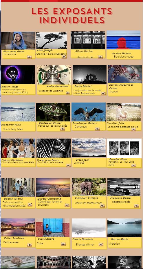 PhotoMouans's tweet photo. De quoi patienter jusqu'au 29 juin !!! Voici un avant-goût de la liste des exposants individuels ! https://t.co/ZW8LsCL9pg #festivalphoto @MouansSartoux https://t.co/UVGfP90eqt