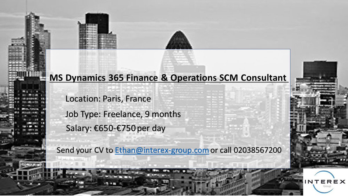 NEW JOB - Please contact ethan@interex-group.com to find out more information or call                                                                02038567200