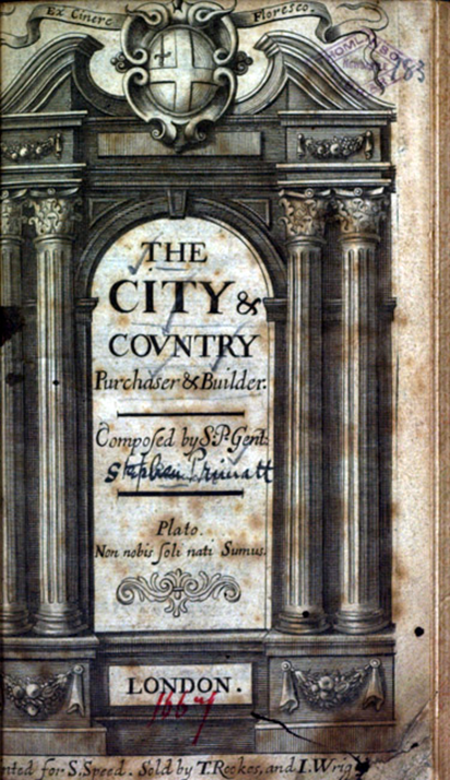 Interestingly, one of the books in  #Wimborne Minster’s chained library is Stephen Primatt’s The City and Country Purchaser and Builder’ (London, 1667 ). So, evidently some local interest in practices of town planning, architecture etc.