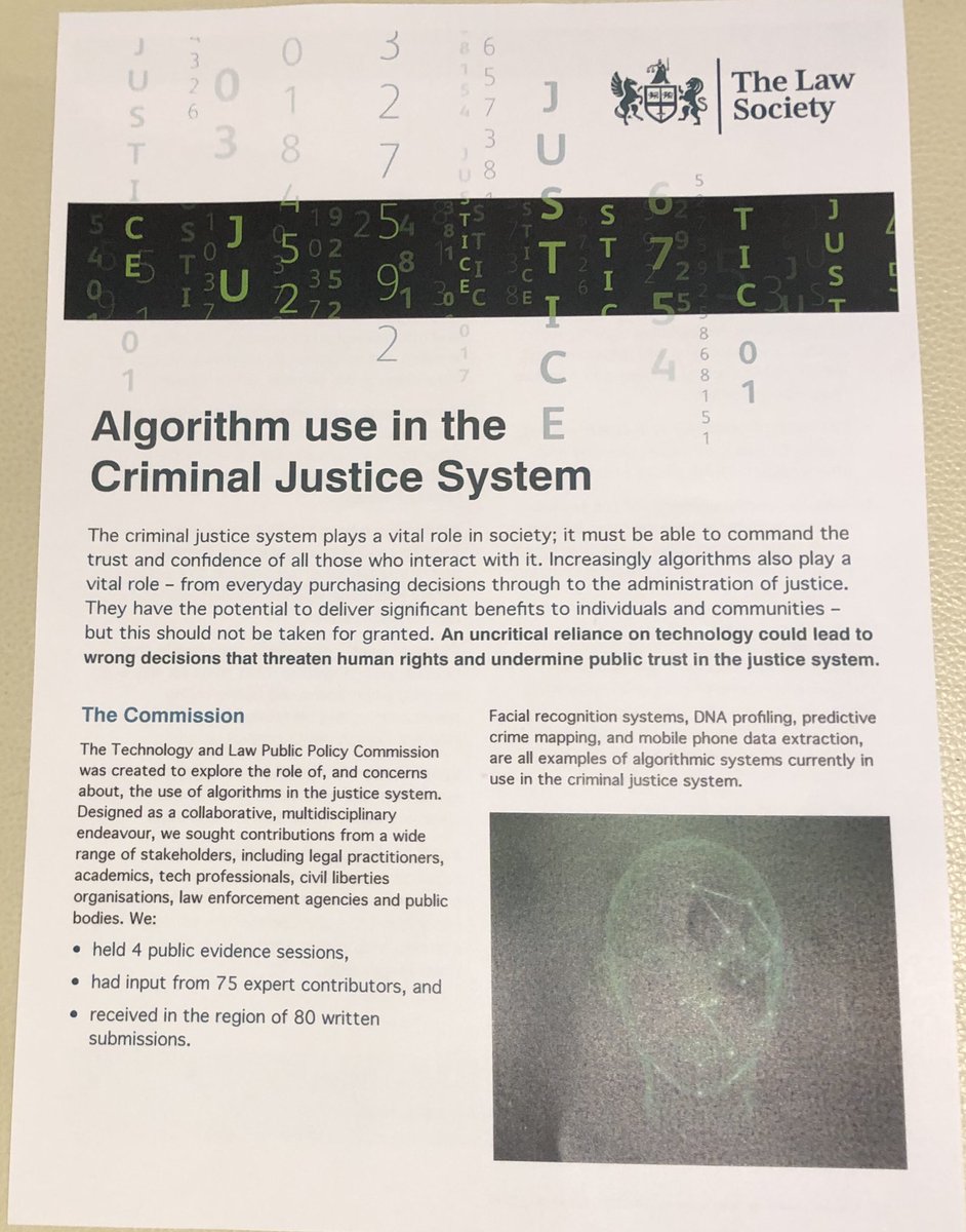 lsbu_law's tweet image. @TheLawSociety Alogorithm use in the Criminal Justice System Report #AILegal #FairAlgorithms