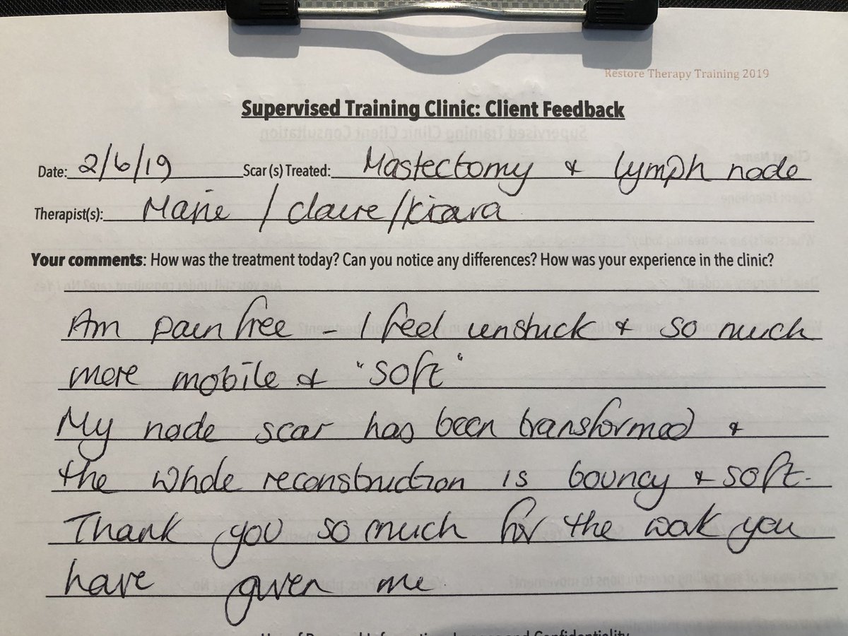 ScarWorkUK's tweet photo. How did ScarWork help the women who access free treatment at the supervised clinic? #feedback #breastcancertherapist #oncologytherapist #oncologymassage #oncologyphysiotherapy #oncologytherapisttraining #therapytraining #therapyworkshop #cancertherapist https://t.co/Xfg0MX8ifr