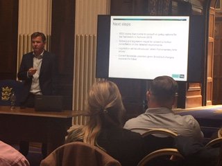 WMEnergyRenew's tweet photo. Richard Butterworth and David Kilduff of @WalkerMorrisUK are at a heat network event hosted by Hull CC promoting deployment to terraced  properties in urban areas. Richard speaking on the topic of new regulation for heat suppliers @Hullccnews https://t.co/AItpvNix7r