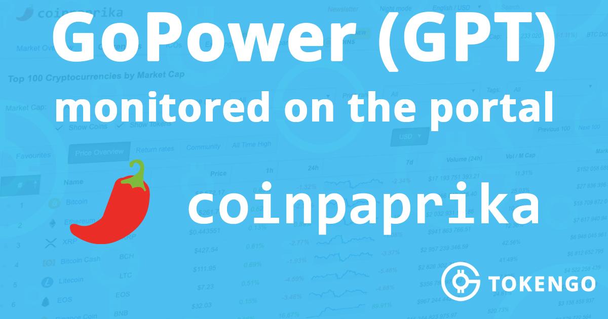 Token_Go's tweet image. 📊 GoPower (GPT) is monitored on the portal CoinPaprika!

GoPower (GPT) began to be monitored on the cryptocurrency platform #CoinPaprika
coinpaprika.com/valjuta/gpt-go…

#GPT #TokenGo #GoPower #cryptocurrency #Blockchain #ethereum  #Bitcoin #CoinPaprika @coinpaprika