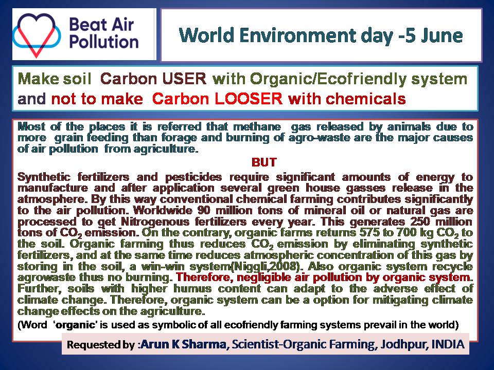 naturesfarming's tweet photo. @RodaleInstitute #WorldEnviromentDay Make soil carbon user with organic/ecofriendly system  of agriculture and reduce air pollution https://t.co/Uq60laHATm