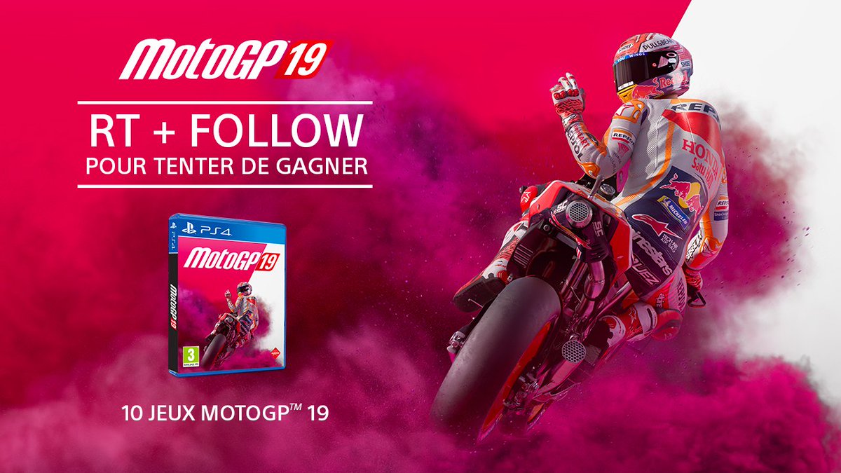 PlayStationFR's tweet photo. 🎁 CONCOURS DE BIKER 🏍
RT + FOLLOW pour tenter de gagner 10 jeux #MotoGP19 sur PS4.
TAS le 12/06 👉 https://t.co/NFQ4m6AAGg
Bonne chance 🍀 https://t.co/eR2mWWtA3Y