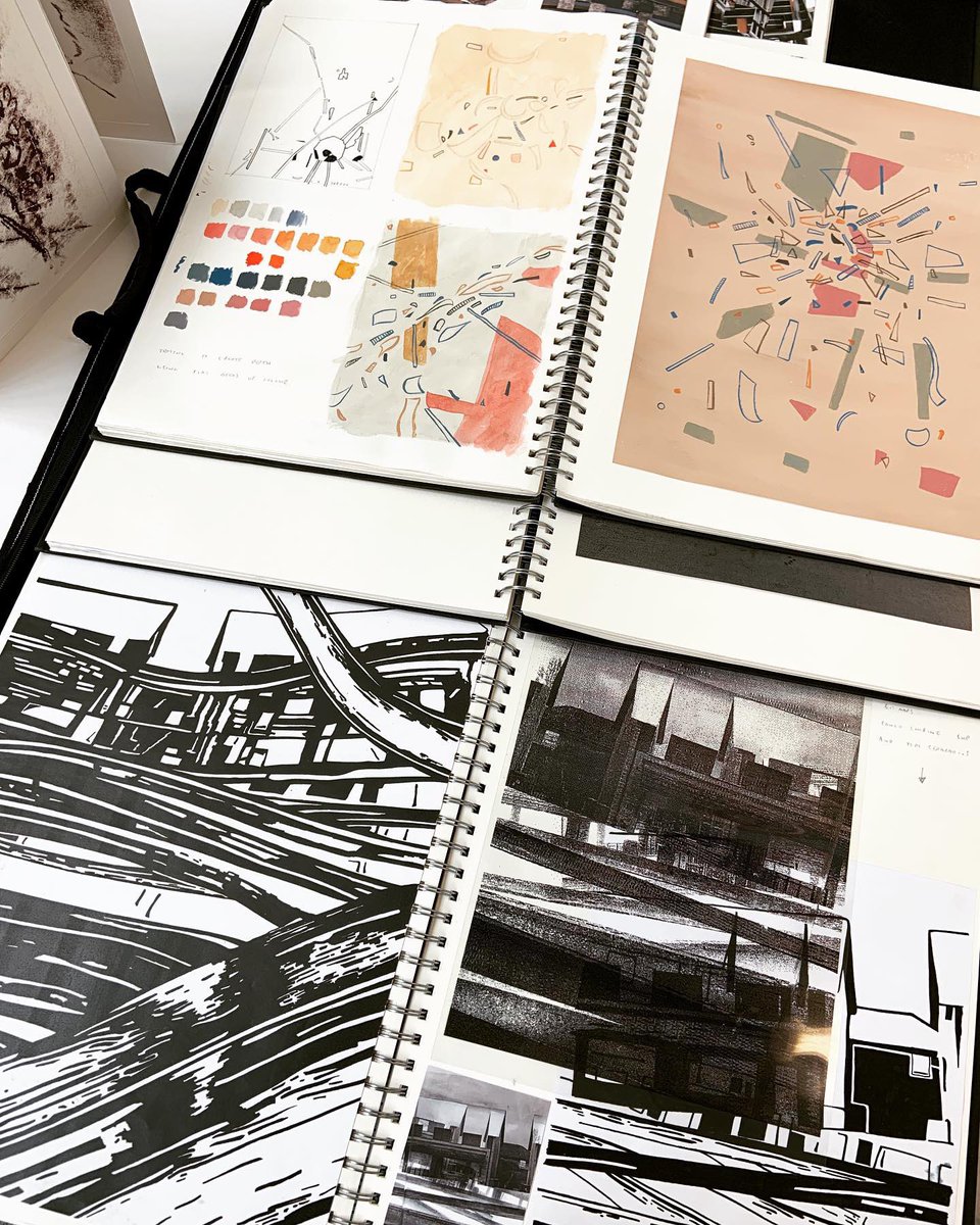 HNCLangside's tweet photo. A preview of stunning #sketchbooks and #visualjournals to see at our @Glasgow_Clyde #ART &amp; #DESIGN #EXHIBITION TONIGHT FROM 6PM. Come see #textiles #illustration #graphicdesign #sculpture #screenprint #painting #fashion #photography #bookdesign #interiordesign and many more 🎉 https://t.co/TTj3oTZcPm