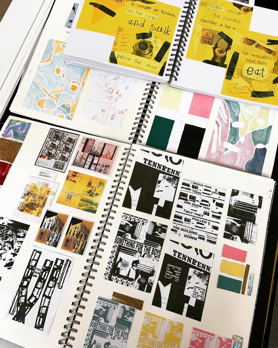 HNCLangside's tweet photo. A preview of stunning #sketchbooks and #visualjournals to see at our @Glasgow_Clyde #ART &amp; #DESIGN #EXHIBITION TONIGHT FROM 6PM. Come see #textiles #illustration #graphicdesign #sculpture #screenprint #painting #fashion #photography #bookdesign #interiordesign and many more 🎉 https://t.co/4po7yUSHbt