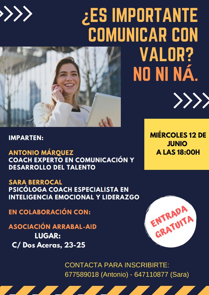 Aprende a #ComunicarConVALOR  #NoniNá de la mano de Antonio Márquez <a href="/DirectoCoaching/">AntonioMárquez Coach Formado en Coraops</a>, experto en #comunicación y #GestióndeTalento, y <a href="/sarapsicoach/">Sara Berrocal</a>, especialista en #liderazgo. Taller gratuito para #emprendedores el 12-junio a 18h. en #CentroMontaño <a href="/MLGparticipa/">Málaga Participa</a> <a href="/malaga/">Ciudad de Málaga</a>.