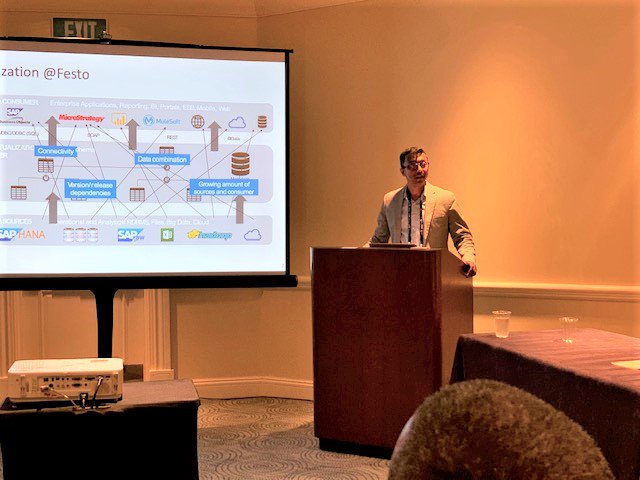 denodo's tweet photo. Here's Sapta Sengupta presenting a #datavirtualization case study yesterday at the #TDWISolutionSummit in San Diego + a panel with @dbstodder @incorta @wherescape - great to join you all! https://t.co/DwJ3grwzmn