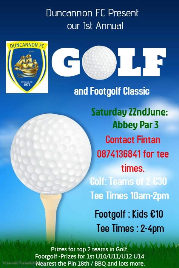 Please support our golf and footgolf classic on 22nd June. Any local sponsor who want to sponsor a hole can do so for €50. Contact Finny 0874136841 @hookedandtagged @DunbrodyHouse @HookTourism @Ramsgrange2 @stjamesgaaclub @DunbrodyLocal @towserwhelan