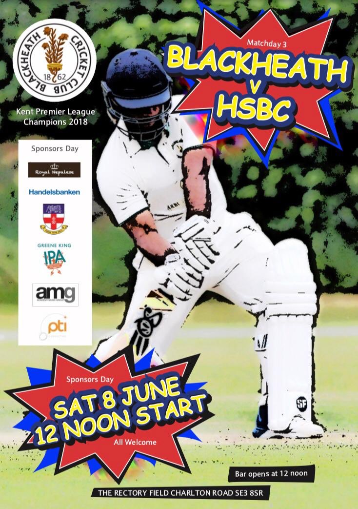 Attention southeast Londoners: it’s Sponsors Day at <a href="/blackheathcc/">Blackheath Cricket Club 🏏</a> this Saturday! Come along for a barbecue, games and competitions, watch <a href="/blackheathcc_1s/">Blackheath CC, Kent</a> play @HSBCCricketClu1 and meet some <a href="/KentCricket/">Kent Cricket</a> players. All welcome 😎