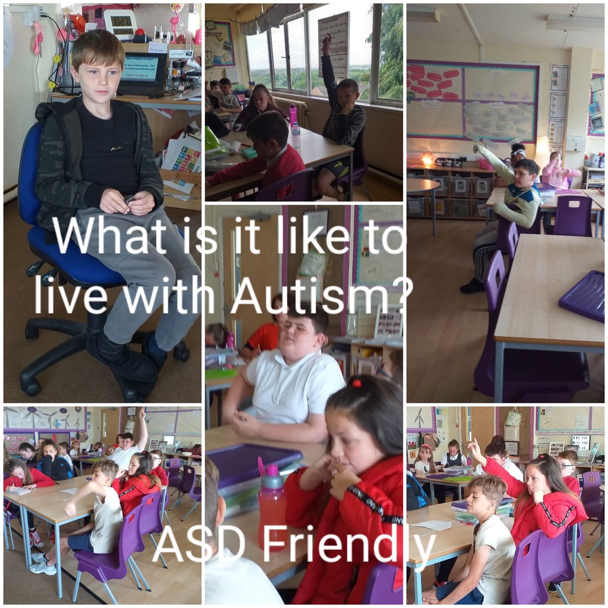 RinglandPrimary's tweet photo. Year 6 were enthralled during Hot Seating to find out what it is like to live with Autism @ASDinfoWales #ASDAware https://t.co/tOnyU7mX9f