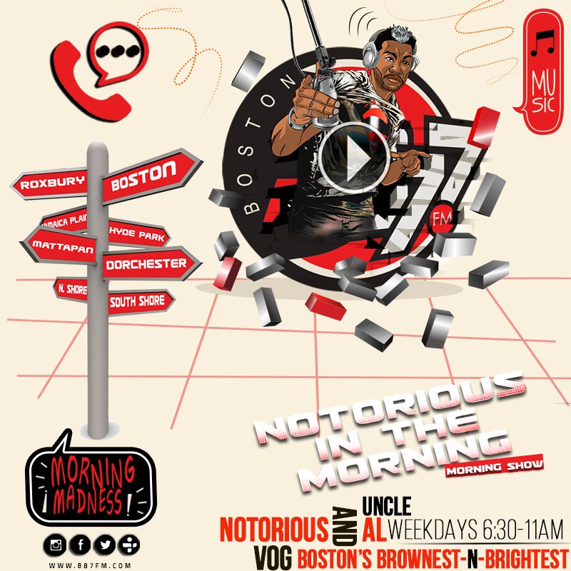 B87FM's tweet photo. ⏰Wake That Ass Up #TiltItTuesday w/ Boston's Unapologetic Urban Voice! 👇🏾

🎙 @NotoriousVOG
➕ @UncleAlsUp
&amp; Boston's Brownest-N-Brightest

- Black Talk/Critical Analysis
- Top Headlines🗞Traffic⛈Weather🌤

#NITM #UrbanAgenda 
#Roxbury #Dorchester #Mattapan #HydePark  #BOSpoli https://t.co/BliCZR8heR
