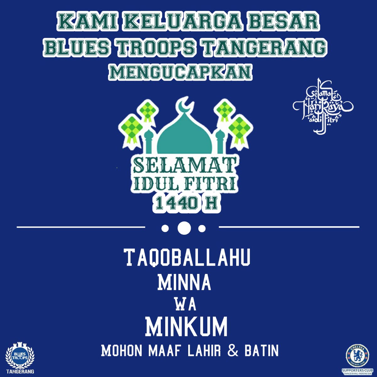 Kami segenap keluarga Bluestroops Tangerang meminta maaf yg sebesar besarnya, baik secara lisan maupun tulisan. Minal aidzin walfaidzin mohon maaf lahir dan batin
