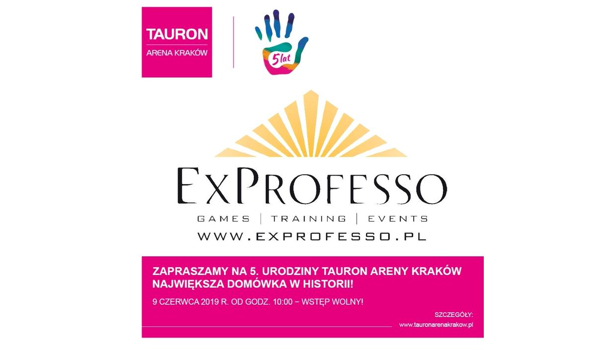 Już TYLKO 5 dni pozostało do wielkiej imprezy urodzinowej <a href="/TAURONArenaKrk/">TAURON Arena Kraków</a> Arena Kraków ‼️ Szykuje się wspaniałe wydarzenie, na które w imieniu organizatora serdecznie ZAPRASZAMY 😃 Przybywajcie i korzystajcie z miliona atrakcji, które zostały dla Was przygotowane😁#exprofesso