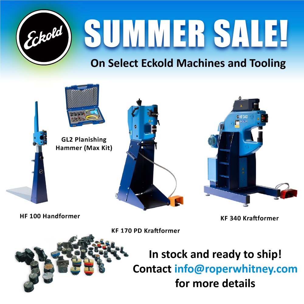 roper_whitney's tweet image. Select #Eckold machines and tooling on #sale now! In stock and ready to ship just in time for some summer fun 😎 #planishinghammer #powerhammer #shrinkerstretcher #metalforming #metalworking #metalshaping #metalshapingtools #planishing #shrinking #stretching #doming