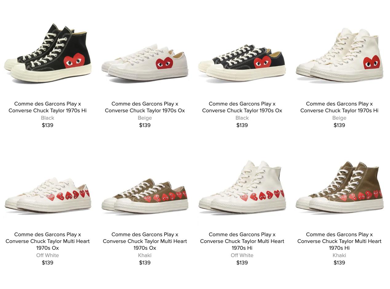 comme des garçons x converse multi heart