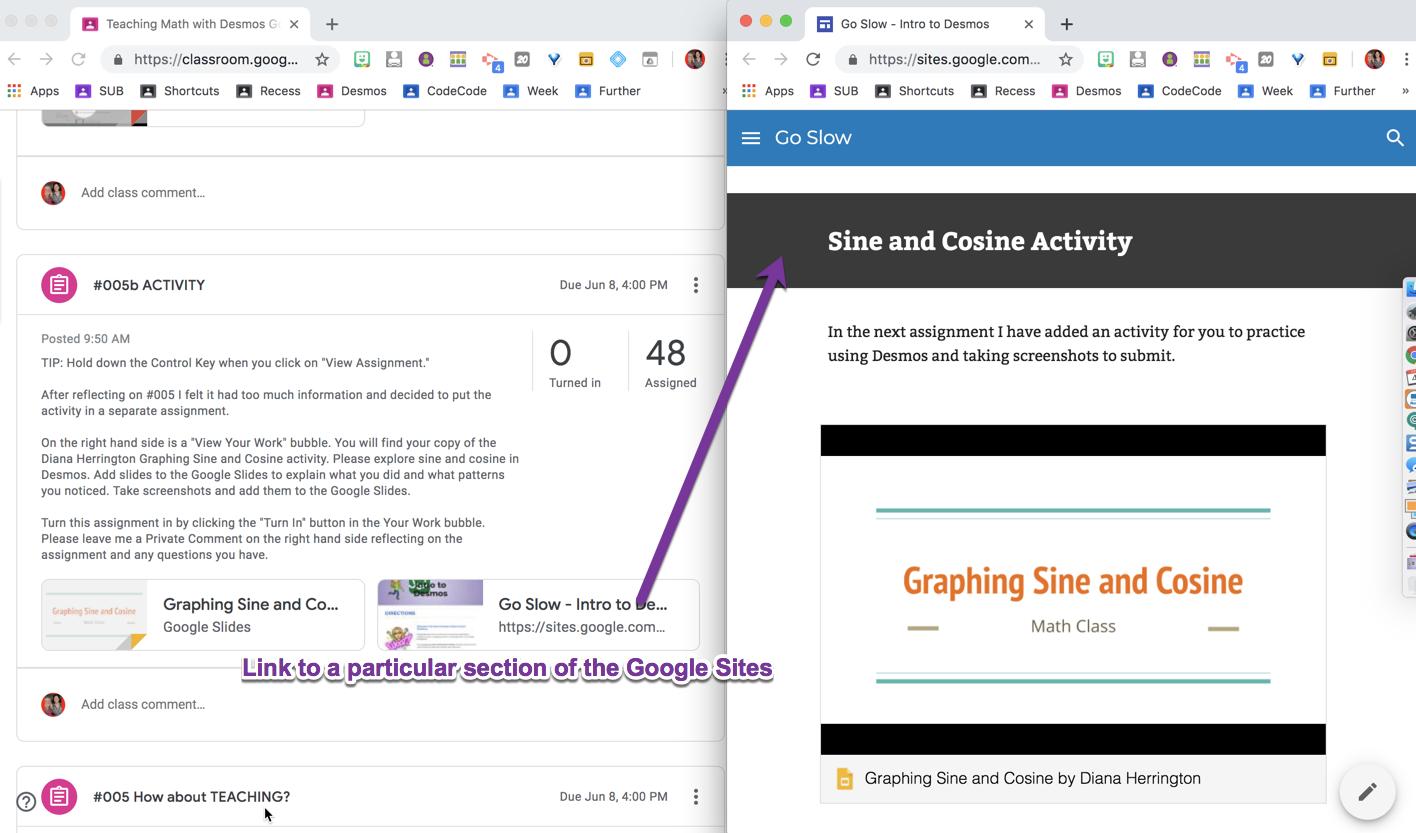 Alice Keeler on Twitter: "Just upped my #googleClassroom game. I make  directions documents in Google SITES. Just figured out you can copy a link  to a specific SECTION of the site in