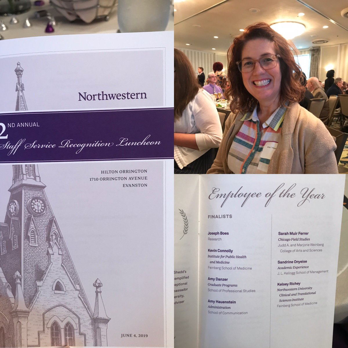 AnneMarieAdams's tweet photo. Attending the NU Staff Service Recognition Luncheon with @NU_SoC @NorthwesternMSC Emoloyee of the Year nominee @AmyHauenstein - Proud to have nominated such an amazing colleague and friend! #finalist https://t.co/Ln9kuY7sL6
