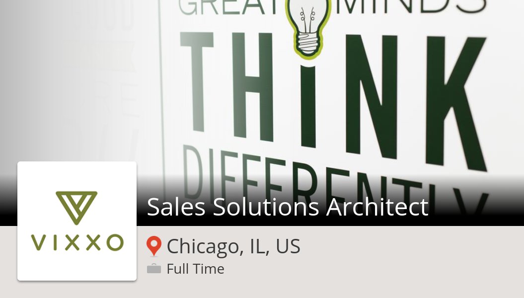 talentfish's tweet photo. Apply now to work for #Vixxo as #Sales Solutions #Architect! (#Chicago) #job https://t.co/cDQ8pJ4yGh https://t.co/ZlwvRMAIOf