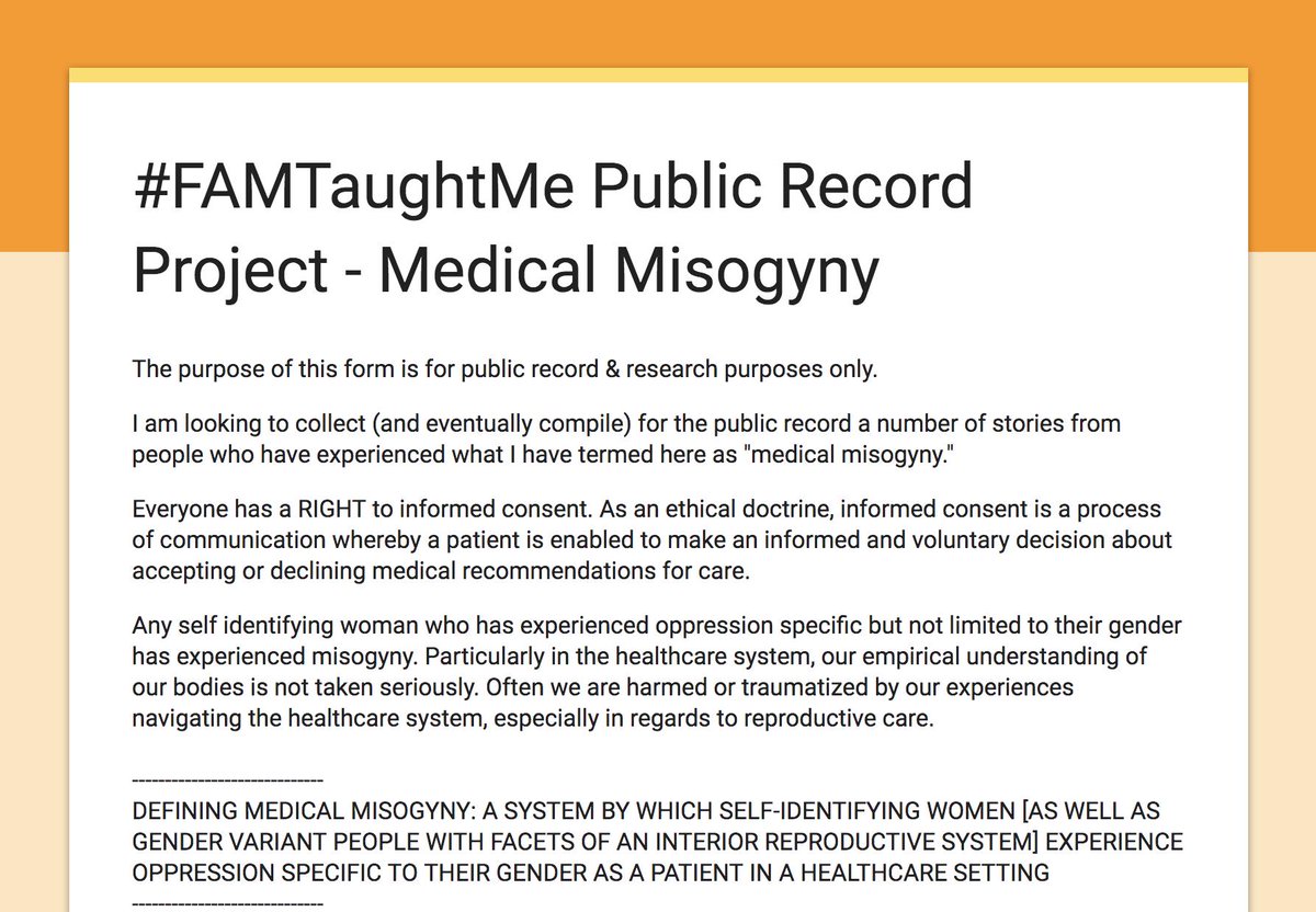 Someone, Somewhere on Twitter: "#FAMTaughtMe Public Record Project ⚠️ Medical Misogyny Submit your story with credit, or anonymously. Sharing is welcomed! https://t.co/k8K627t8Ah… https://t.co/1LsdocduFB"
