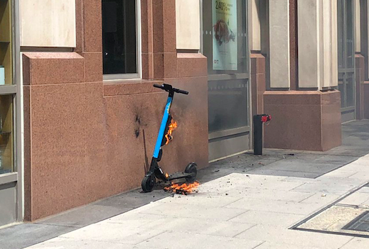 TechnicallyDC's tweet photo. Skip temporarily grounds its e-scooter fleet in DC after one caught fire last week https://t.co/PSC6eHPR8s https://t.co/V1tL7Z7FqP