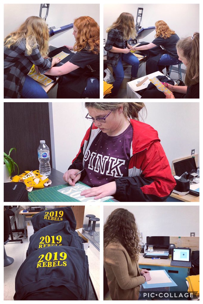 When students have voice, choice and access to different technologies, anything is possible! Check out our Grade 8 Grad Committee in action as they bring their 2019 grad hoodie design to life! @DSBONE1 <a href="/RmssCouncil/">Roland Michener</a>